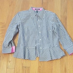 Lauren Accent B&W Checkered Blouse Sz 6